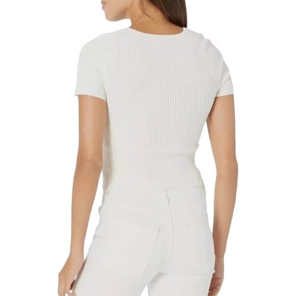 Madewell Ottoman Crop Sweater Tee in Bright Ivory XSmall New Womens Top - Picture 2 of 11